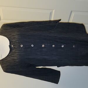 Soft Surroundings Ellis Button Front Shirt Tunic Top Black Womens Size Medium